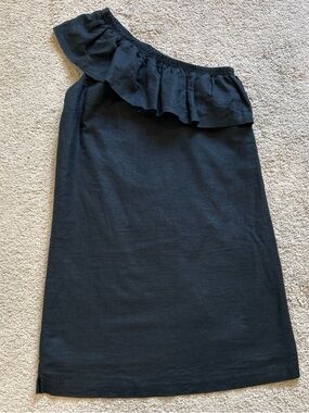 J. Crew One-Shoulder Black Ruffle Dress